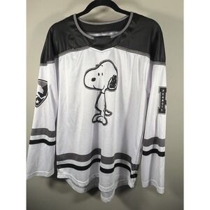 Snoopy Peanuts Hockey NHL Jersey Shirt Mens White Black Charlie Brown "50"